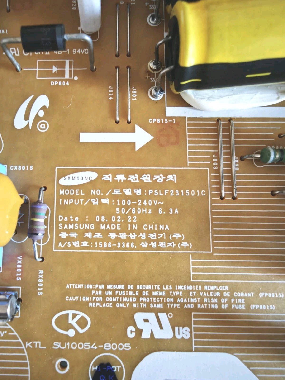 Samsung BN44-00216A PSLF231501C Power Supply Board TV Tested Working - immagine 5