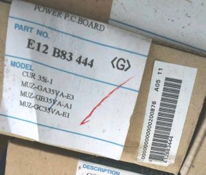 Mitsubishi E12B83444 E12 B83 444 Power P.C.Board MUZ-GA35VA